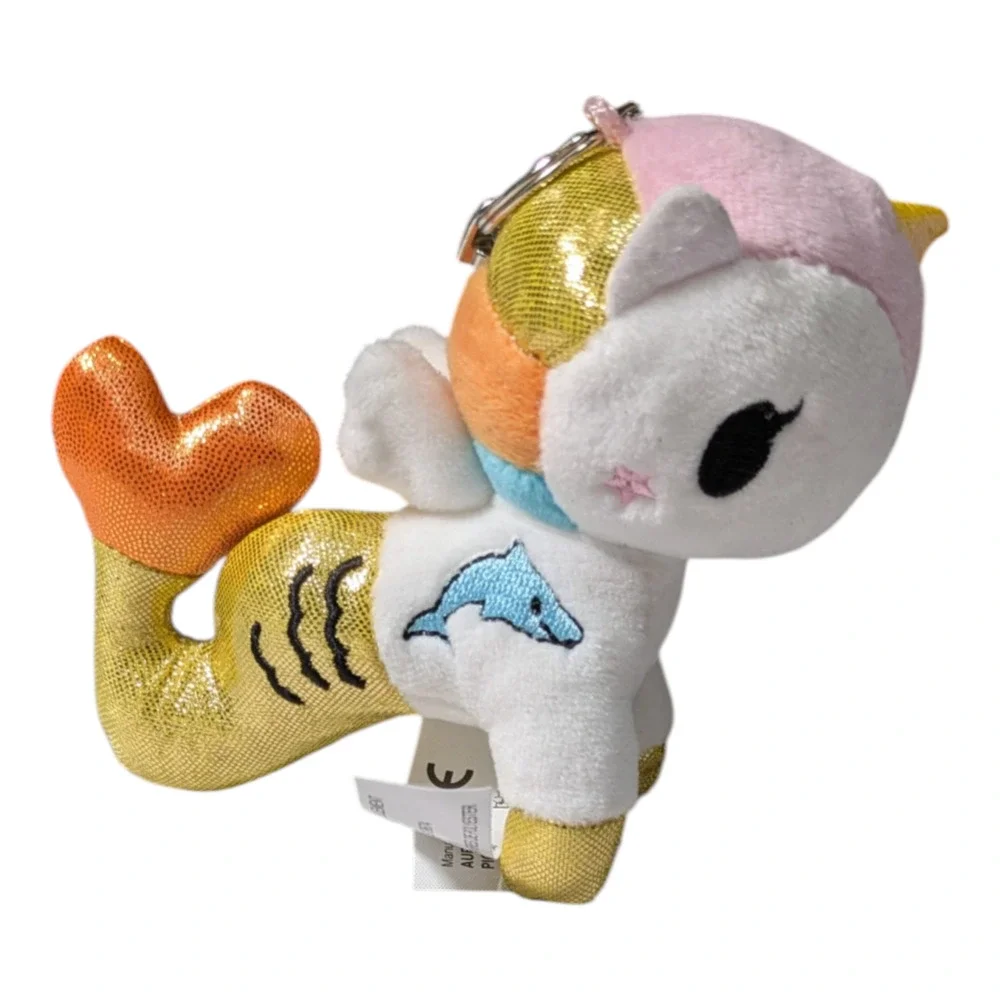 Tokidoki Perla Mermicorno Plush Keychain Sparkly White Body Dolphin-Themed Tail